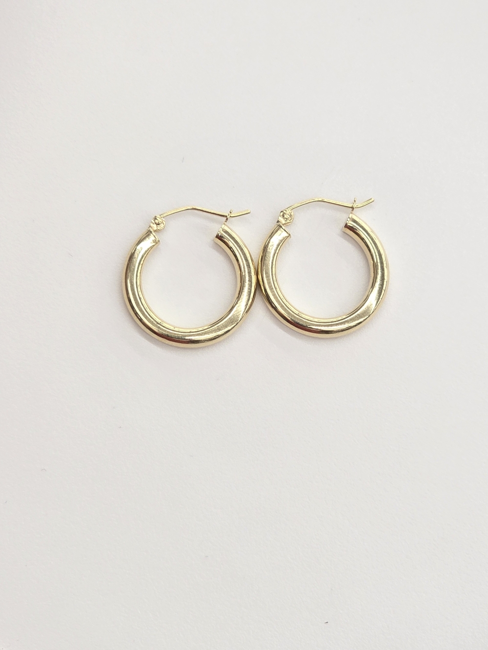 14kt Real Gold Plain Tube Thick Hoop Earrings - Women Jewelry